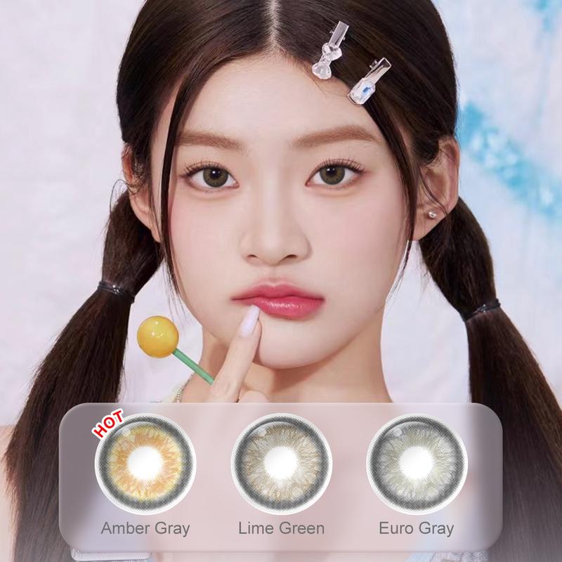 【Natural Magister Kính Áp Tròng 2 cặp DESIRE II Amber Gray Lens Mắt Màu DIA 14.00mm 6 Tháng  Tự Nhiên Lime Green Kính Áp Tròng Lens Tặng Khay Gương