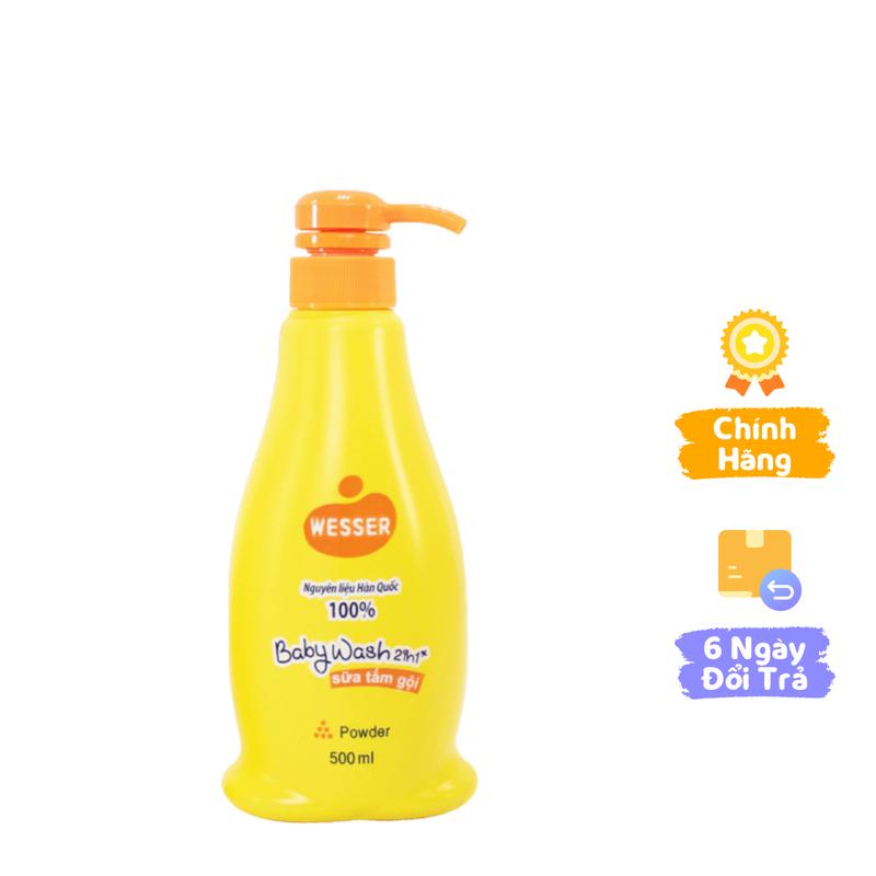 Sữa tắm gội Wesser 2 in 1 Hương phấn cho bé 500ml Cam