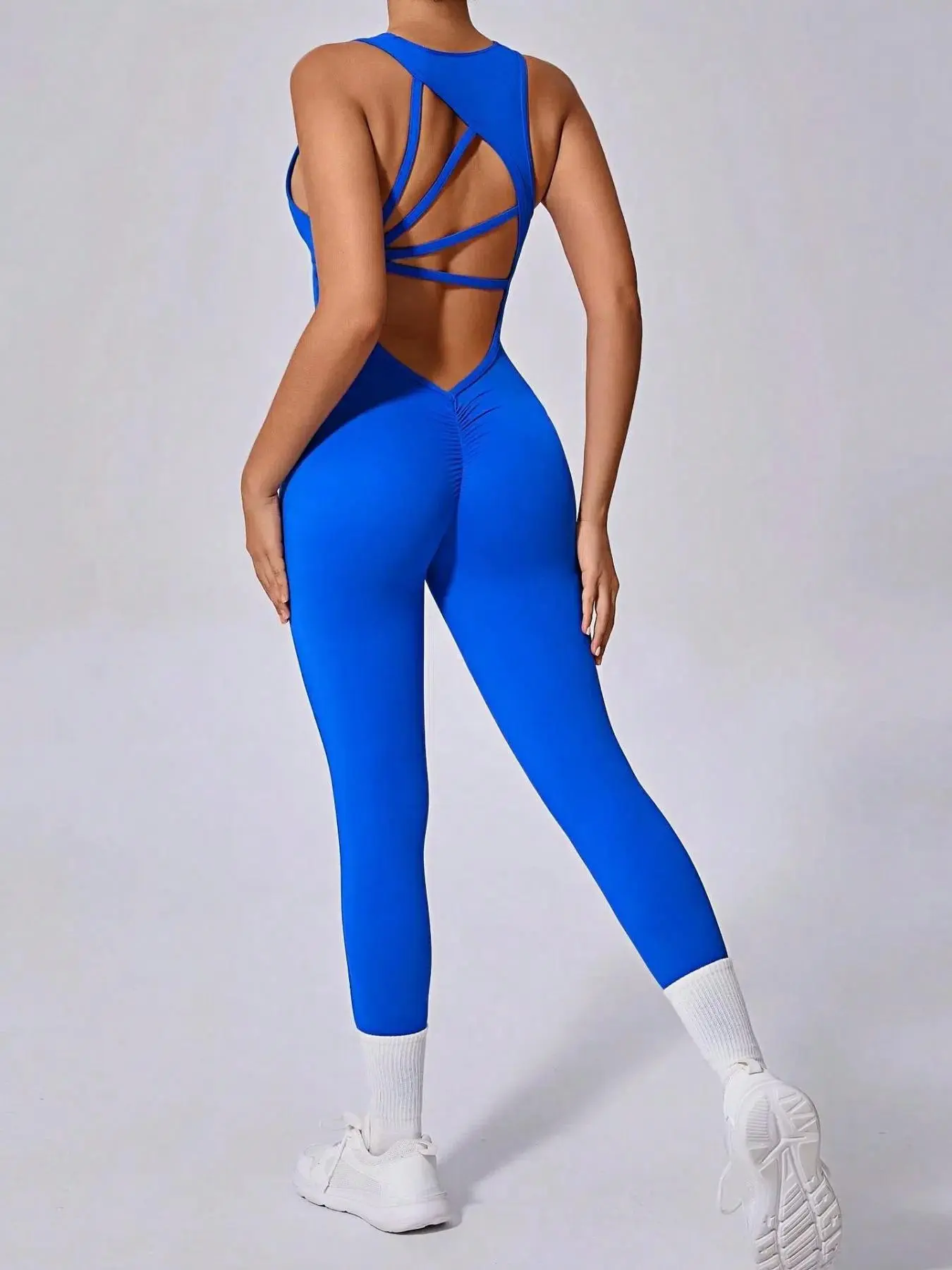 Women's Solid Color Sleeveless Sports Jumpsuit, High Stretch Seamless Jumpsuit for Yoga Gym Workout, Ladies Sportswear for All Seasons
