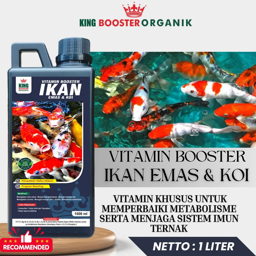 Vitamin Ternak Probiotik Booster Pelet Pakan Ikan Emas & Koi Mas Koi Cupang, Mempercepat pertumbumbuhan dan menjaga kesehatan ikan Meningkatkan Nafsu Makan Vitamin Booster 1000ml