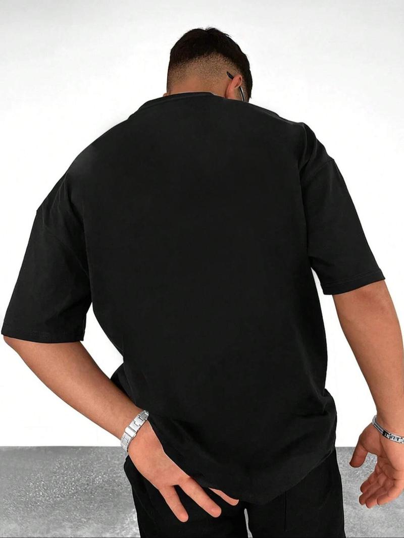 Product Introduction of Men's Letter Print Round Neck Tee, Casual Short Sleeve Crew Neck T-shirt for Summer, Fashion Men's Top for Daily Wear 2