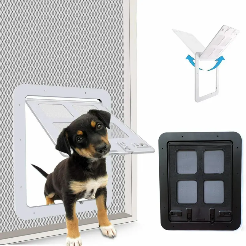 Pet Safe Screen Door Large Cat Dog Doors for Exterior Interior Doors with Magnet Lockable Flap Net Gate Patio Window Any Animals
