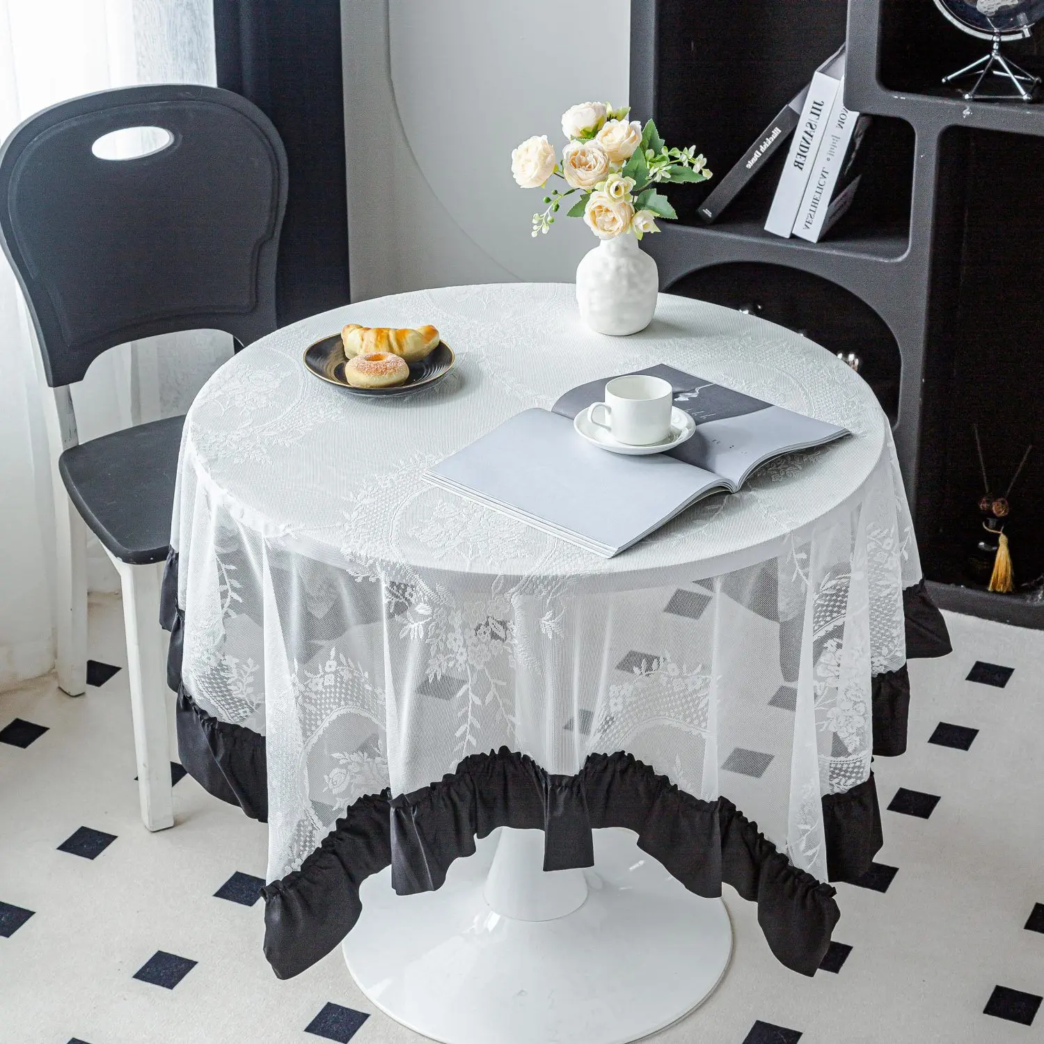 2025 French Retro Lace Tablecloth Round Rectangular Dining Table Coffee Table Cloth Light Luxury Romantic Ins Style Literary Cover