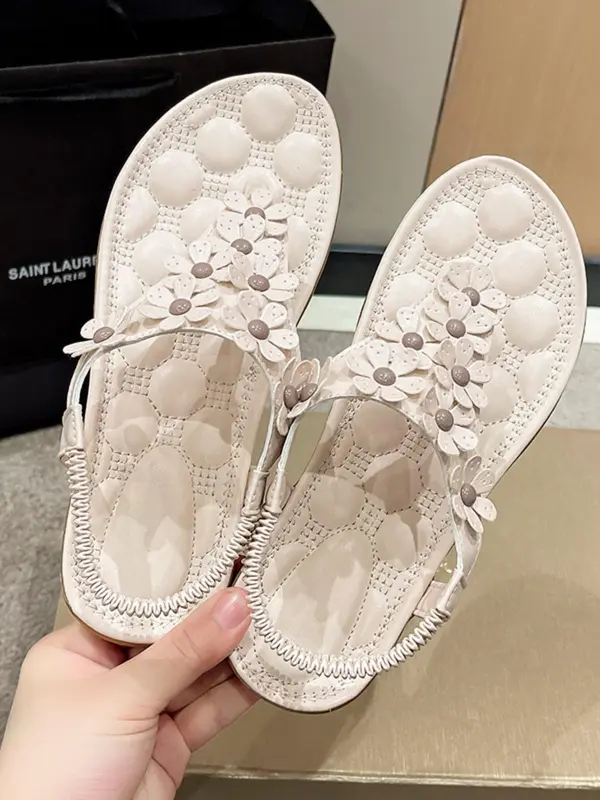 Women's Fashionable Flower Decorated Slip on Sandals, Casual Comfortable Lightweight Sandals for Summer, All-match Commuter Shoes for Work & Daily Wear 2