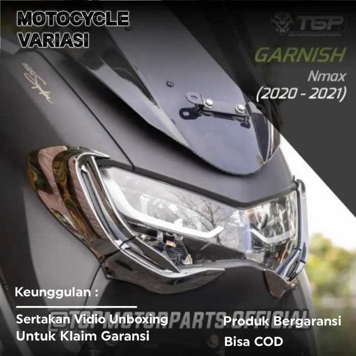 garnish lis lampu depan NEW NMAX 2020 2021 black chrome motorcycle