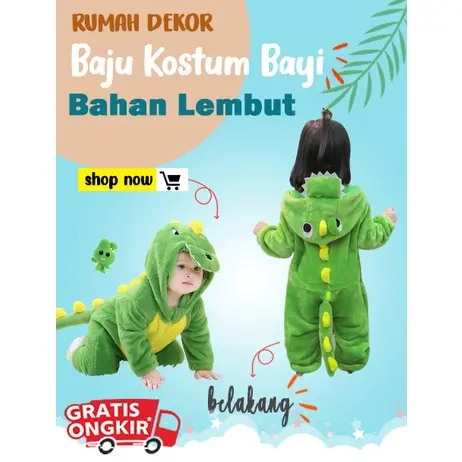 TERBARU Baju Kostum Dinosaur Anak Bayi Dino Onesie Karakter Animal hewan 0