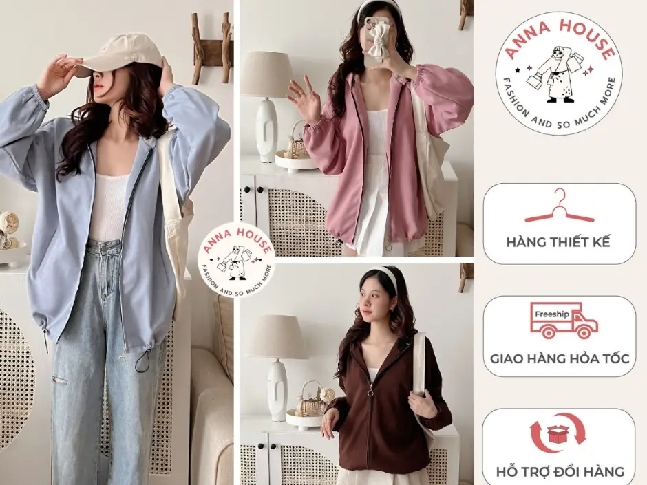 ( hàng sẵn )Áo Nắng , Áo Khoác Nhung Lỳ nữ nam Annaa House 2 lớp Có Mũ To Túi Trong Lót Vải Lụa Form Rộng Chống Nắng UV , áo nữ mũ rộng , áo khoác hoodie zip , áo thu đông nữ cực đẹp