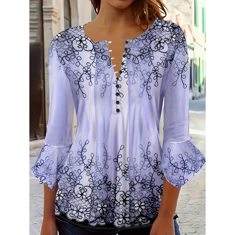 Casual Geometric Print Patchwork V Neck Long Sleeve Two Pieces Casual Geometric Print Patchwork V Neck Long Sleeve Two Pieces