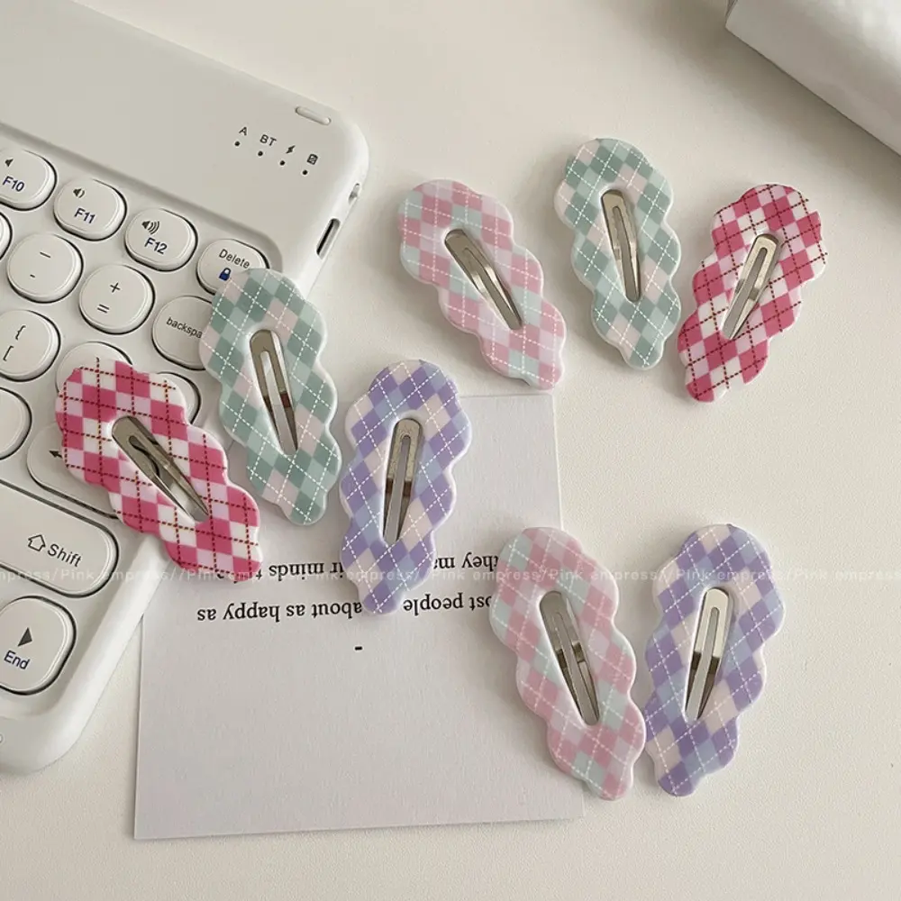 Sweet Alloy Plaid Hair Clip Candy Color Cloud Hair Clip Irregular Barrettes Korean Style Hairpin Girls