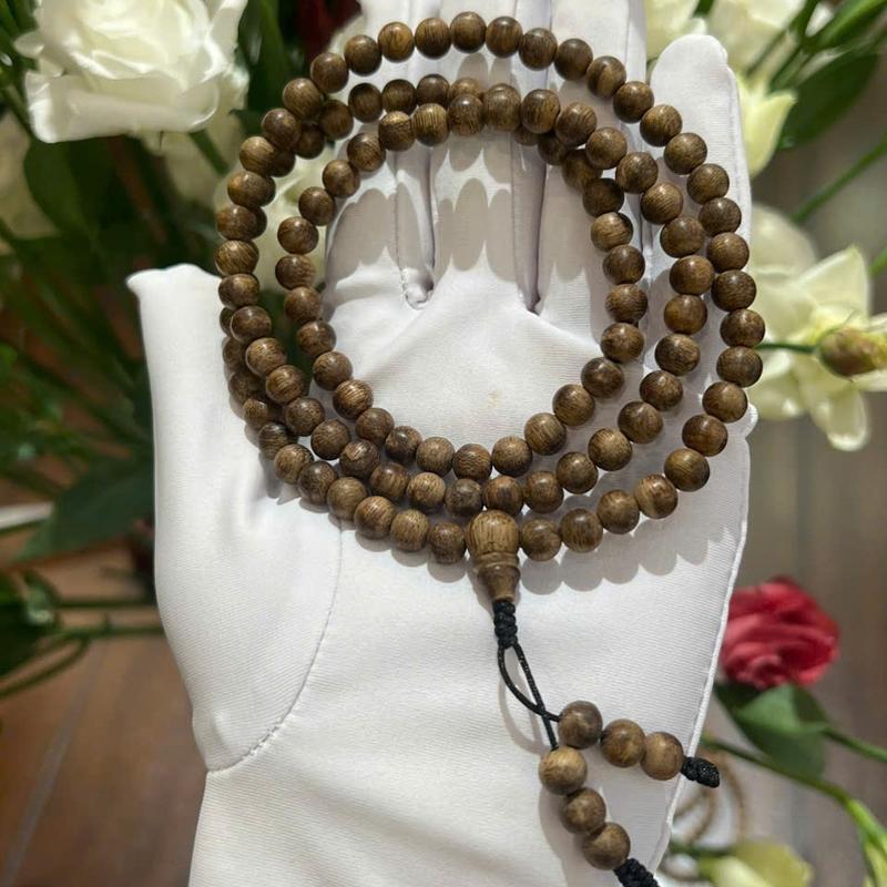 [Sơn Nam] Vòng Trầm Hương Tự Nhiên 6 - 6,8 - 7 Li 108 Hạt Banh Dầu Già Mùi Thơm Sống Mạnh Dành Cho Nam [tặng kèm nhang 20g+ kẹp trị giá 200k, hủ thủy tinh +vụn trầm]