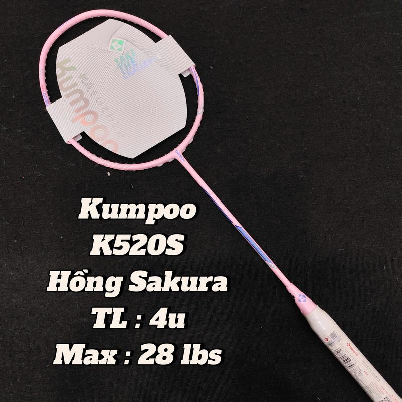 Vợt Cầu Lông Kumpoo K520S Hồng Sakura Max 28 Lbs - Tặng Túi Rút + Căng Sẵn 11kg Cước BG65Titanium + Cuốn Cán