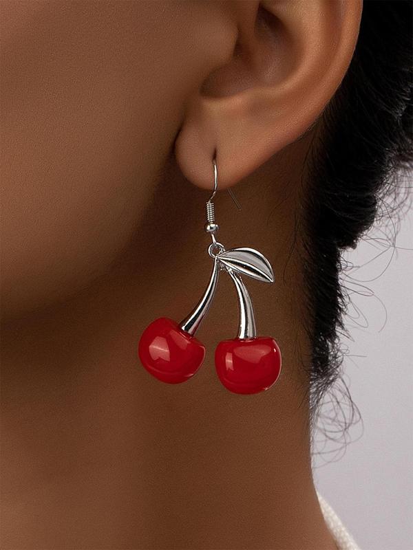 1 Pair Cherry Design Drop Earrings, Fashionable Vintage Earrings Jewelry for Women, Daily Use 4
