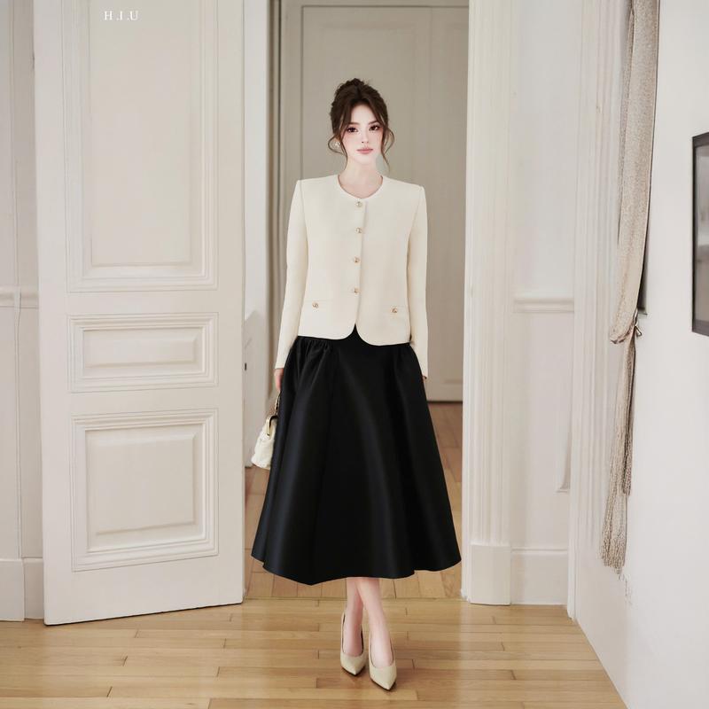 Áo khoác dạ nữ thiết kế Venie Blazer H.I.U Fashion vải text Hàn khuy đồng cao cấp thanh lịch sang trọng HIU design