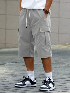 メンズ3/4丈ワークショートパンツ、カジュアル7分パンツ、複数のポケットデザイン、快適な夏用ウェア、アウトドアやデイリー使いに適しています