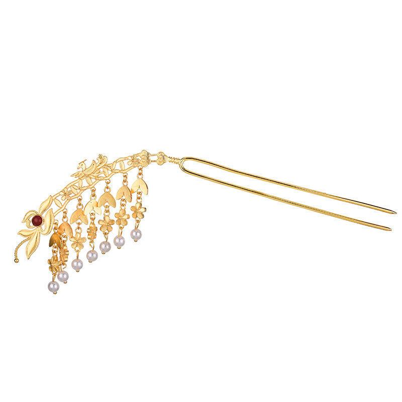 Product Introduction of Pure copper gold-plated lily of the valley trembling step shake ancient headdress hairpin han costume jewelry Tiktok 1