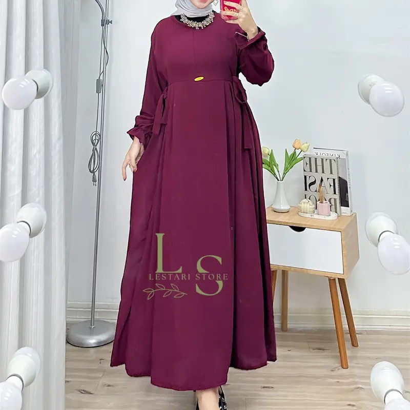 (SET HIJAB)Nikita Dress Gamis Crinkle Air Flow Wanita Free bross 2