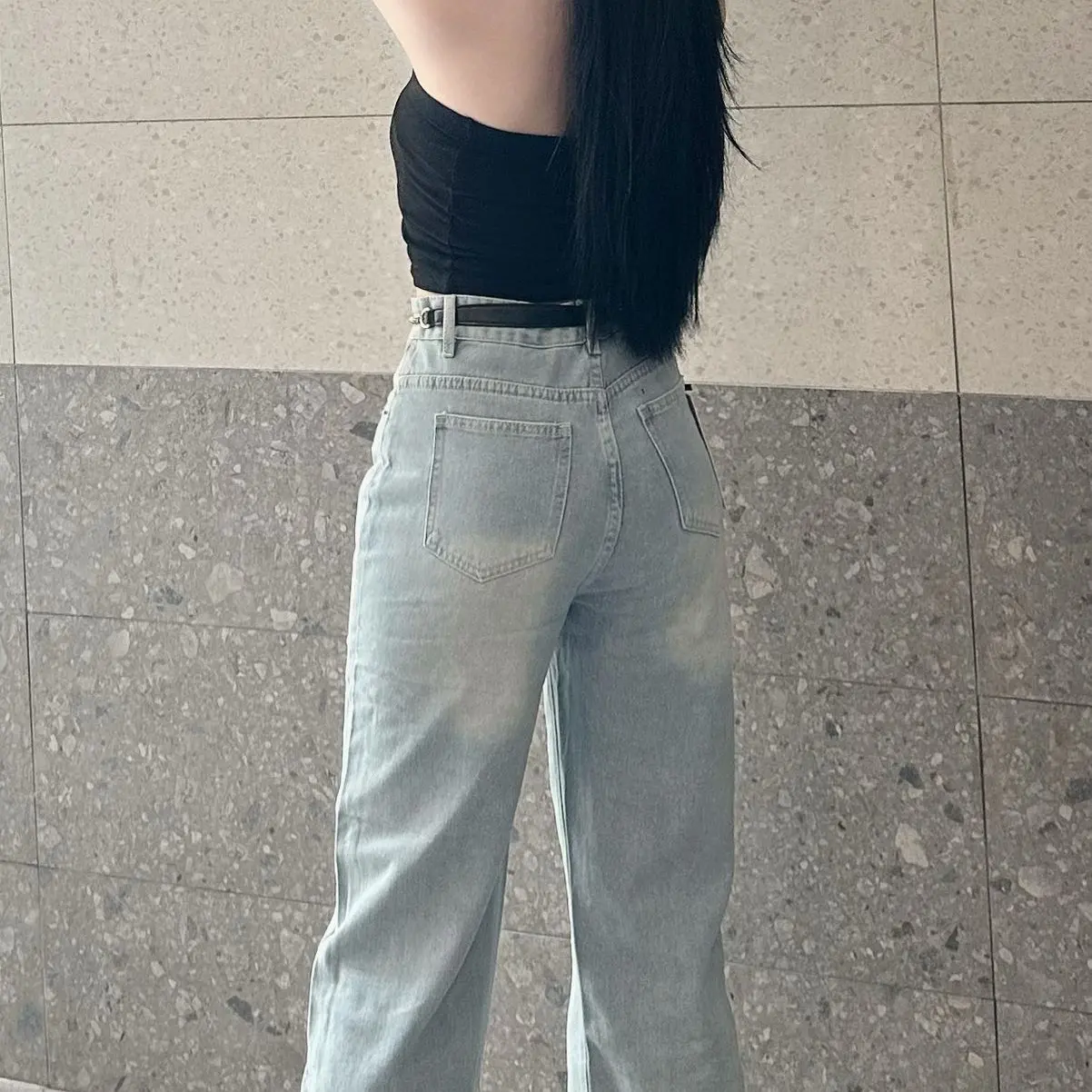 Quần Jeans Nữ Suông Trơn Xanh Nhạt (S-2XL) Vải QC Mềm VM3369 Woment Pants - V.M Kem | BigBuy360 - bigbuy360.vn