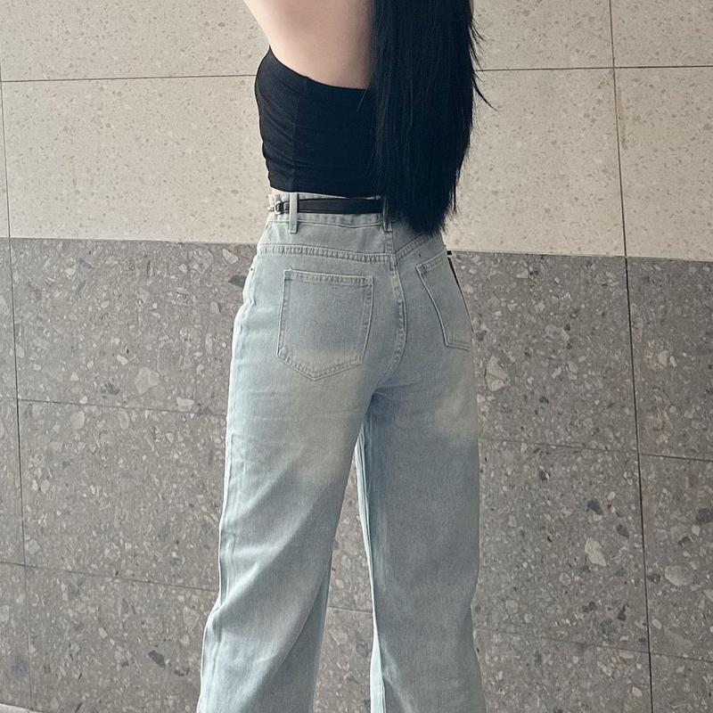 Quần Jeans Nữ Suông Trơn Xanh Nhạt (S-2XL) Vải QC Mềm VM3369 Woment Pants - V.M Kem | BigBuy360 - bigbuy360.vn