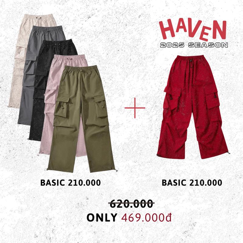 Combo 3 quần túi hộp Haven chất kaki đen đỏ trắng kiểu quần jogger Sport Tập Thể Dục Gym