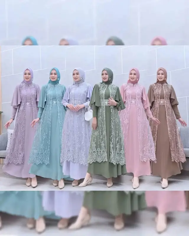 Clarissa Dress Inner + Outher Brukat Premium Free Belt / Gamis Brukat Aplikasi Mutiara Busui Friendly / Gamis Kondangan Lebaran Mewah Elegant Simple By AM Ceruty Muslim 0