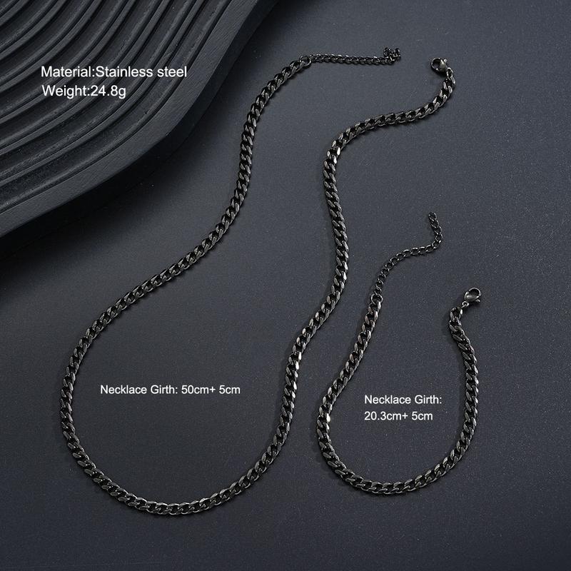 Product Introduction of dark bracelet necklace ring three-piece cold boys hip hop bracelet fashion accessories 4