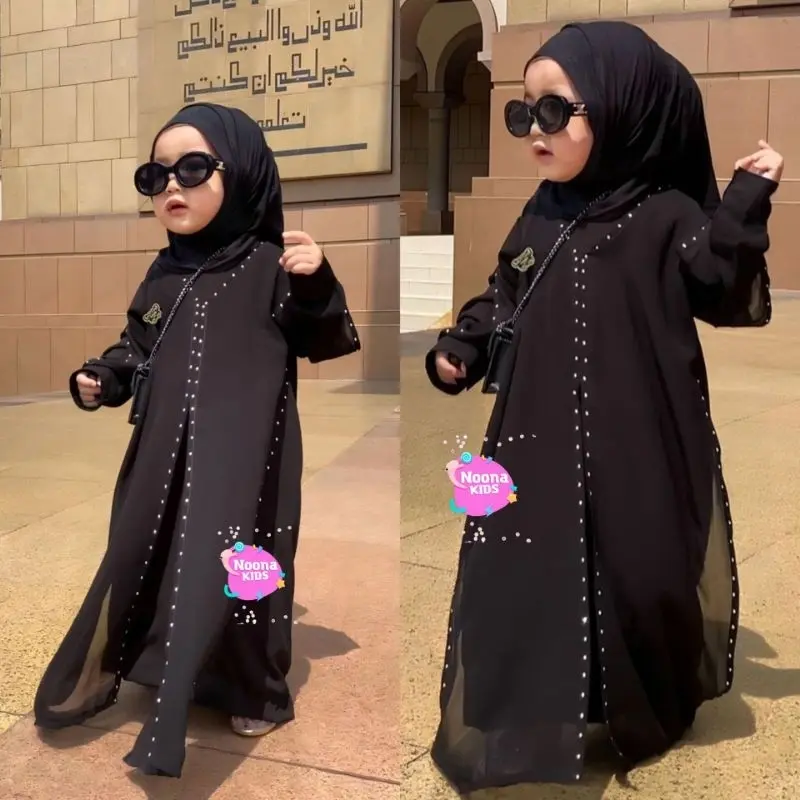 Noona Kids 1-14 Tahun Dress Muslim Anak Perempuan Hitam Gamis anak Abaya kids Ratih Ameena 0