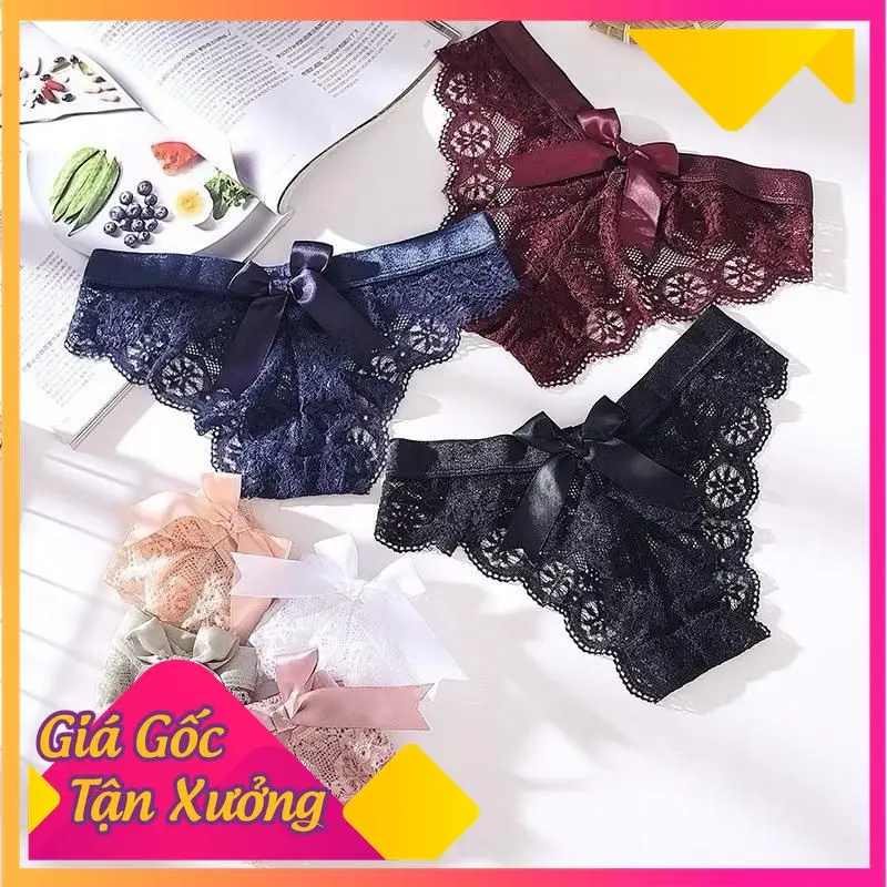 Quần lót nữ ren cao cấp chữ T sexy, đính nơ hông dễ thương, quyến rũ, kháng khuẩn (không chọn màu) - Y05