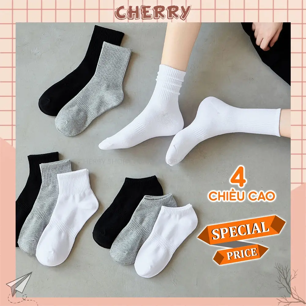 Tất Vớ Nam Nữ Chất Liệu Vải Hàn Co Giãn Bốn Chiều, Kiểu Dáng Trơn Phong Cách Hiện Đại - Cherry Shop