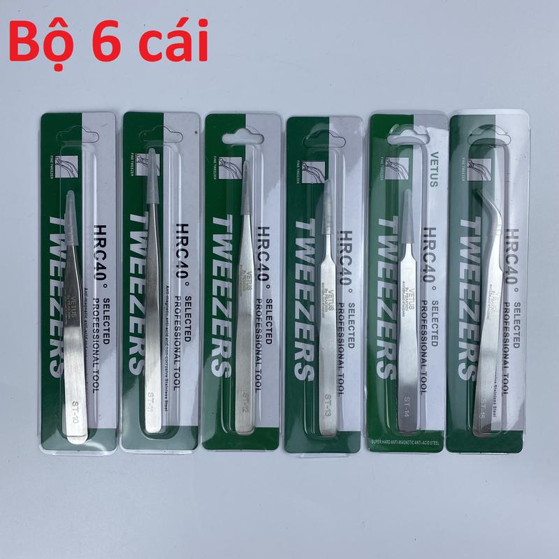 Bộ 6 cái Nhíp gắp linh kiện thép không gỉ inox 304 nhíp ghép lông mi nối tóc làm móng gắp lông tổ yến Trang Điểm Mỹ Phẩm