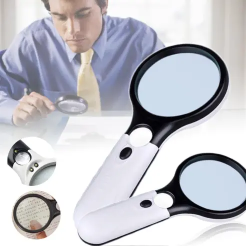Magnifier Reading Magnifying Glass with 3 LED Light 3x 45x Magnifying Glass Aid Reading for Seniors