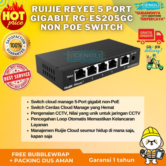 Gambar RUIJIE REYEE 5 PORT GIGABIT RG-ES205GC CLOUD MANAGED NON POE SWITCH dari Cengli Store Kota Surabaya Tokopedia