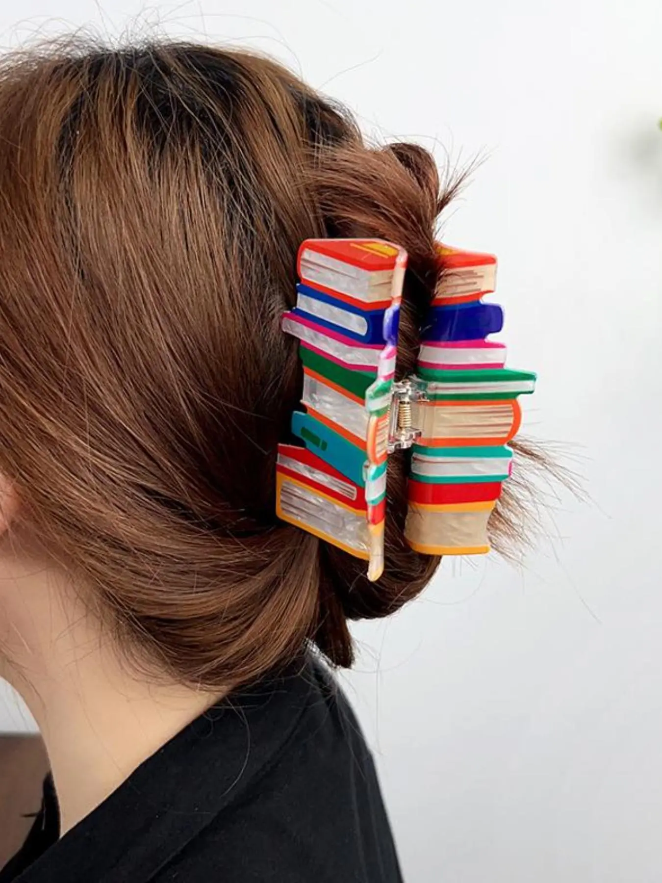 Book Pattern Hair Claw, Cute Hair Accessories for Women & Girls, Minimalist Headwear Suitable for Thick Hair, Fashion Hair Accessories for Party, Travel, Daily Use, Travel Accessories, Barrettes