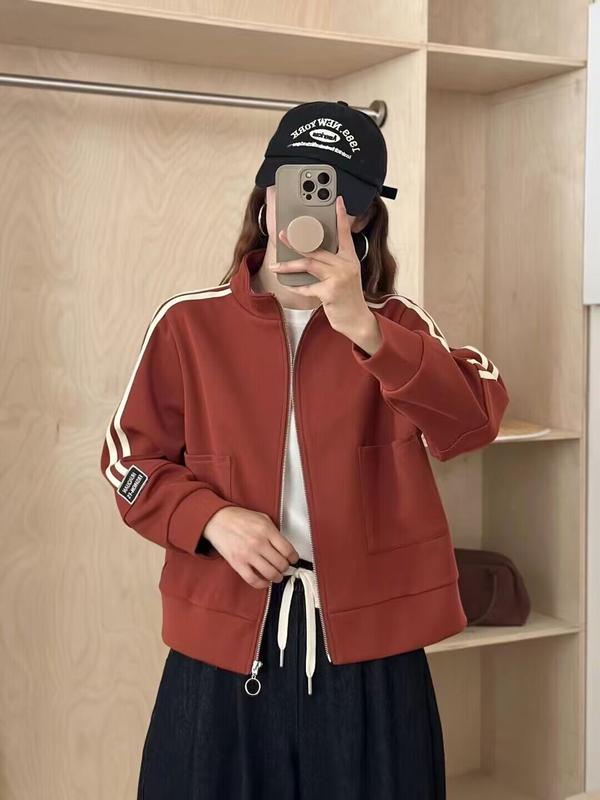 Áo Khoác Bomber Nữ Dáng Ngắn 2 Kẻ Sọc Tay, Phong Cách Thể Thao Năng Động [24101-M.A.I STYLE] Top Jacket