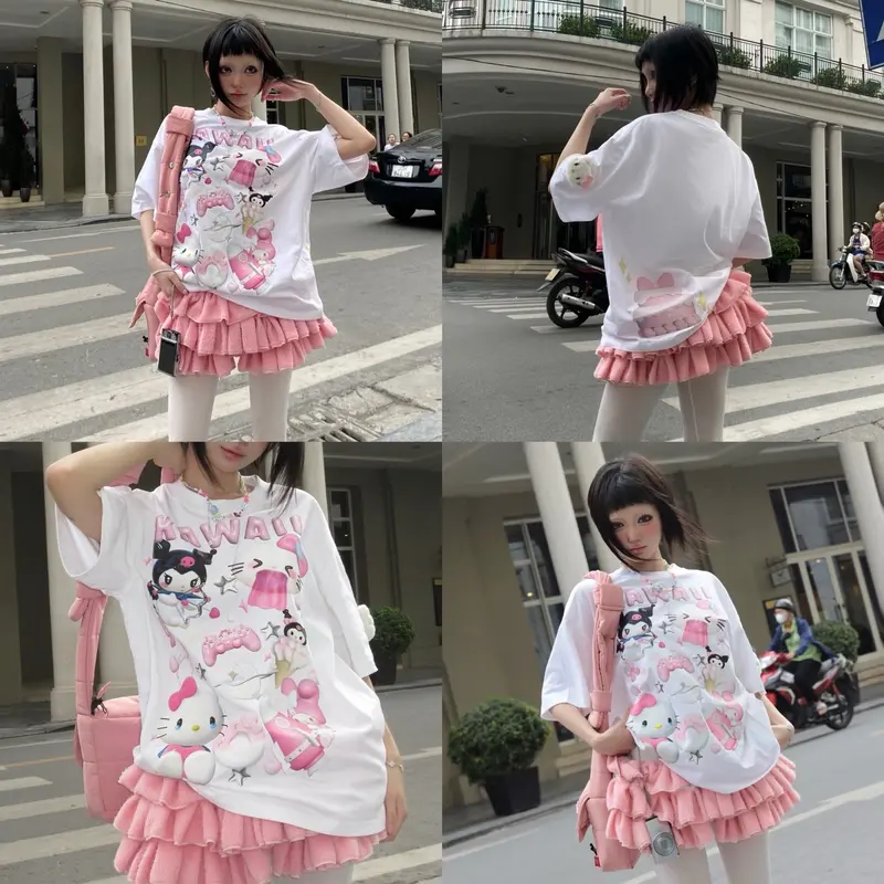 ÁO THUN NEXXUS KITTEE TEE - ĐÍNH GẤU BÔNG HELLO KITTY TO TRÊN TAY ÁO 3