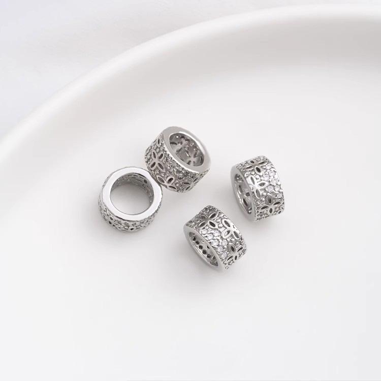 Product Introduction of Phụ Kiện Trang Sức Chuỗi Thủ Công Hạt Specar Cỏ Ba Lá Trái Tim Zircon Bạch Kim Mạ Đồng, Hạt Specar Lỗ Lớn 15