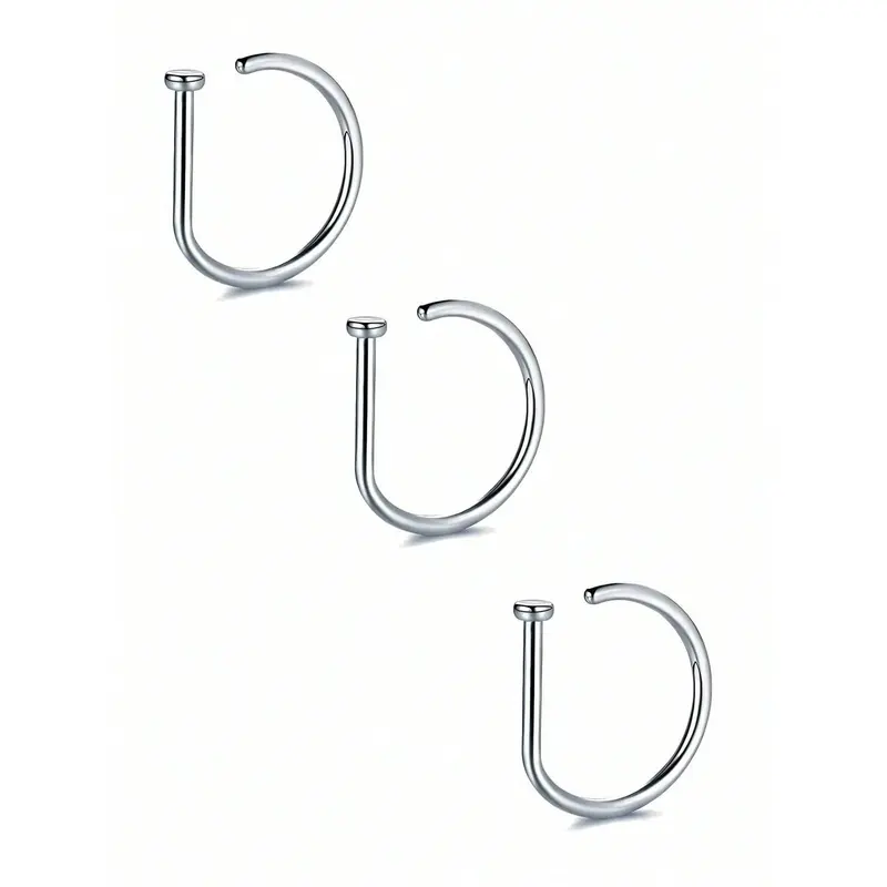 1Pc/3Pcs Women Fake Piercing Nose Ring Hoop Septum Non Piercing Nose Clip Rock HipHoop Stainless Steel Fashion Punk Body Jewelry 8