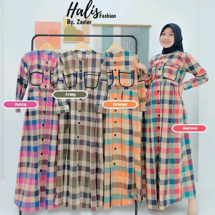 GAMIS KOTAK OTI HALIS FASHION Kancing Katun Muslim Butik