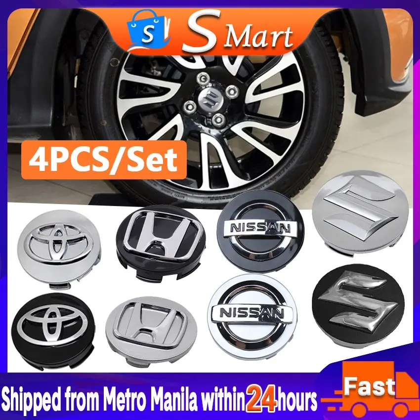 4 cars Honda Suzuki Nissan Toyota hubcaps 54/58/62mm black silver car rims center hubcaps High quality
