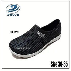 Dulux 30-35 Sepatu Sekolah Hitam Anak Laki Karet / Tahan Air / Sepatu Slip On Anak