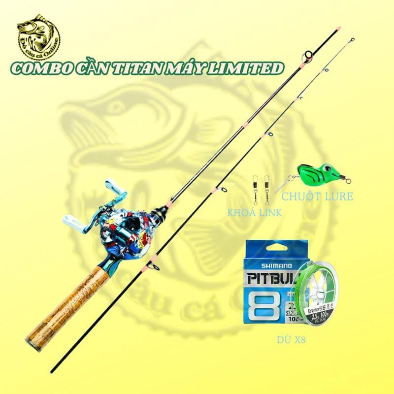 Combo Cần Titan - Máy Cemreo Limited Ngang Đầy Đủ Phụ Kiện Chuyên Câu Sông Suối Siêu Cảm Giác Tặng Kèm Dù Và Chuột - Đi Câu Bắt Cá A1