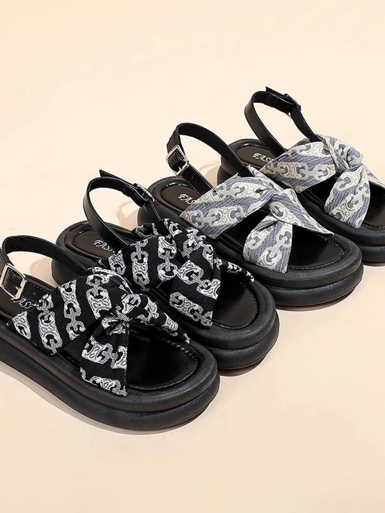 Product Introduction of Sandals with Skirt Fairy Style Thick Bottom Roman Style Shoes Summer New High-Grade Sandals for Outer Wear 2024 Footwear Walking Shoes Girls Comfort Dance 2 Inch 3