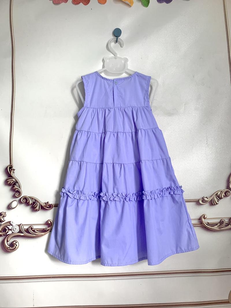 Product Introduction of Váy bé gái 12-35kg màu tím  sát nách  kate mát Fom xoè mặc đi học đi chơi 2