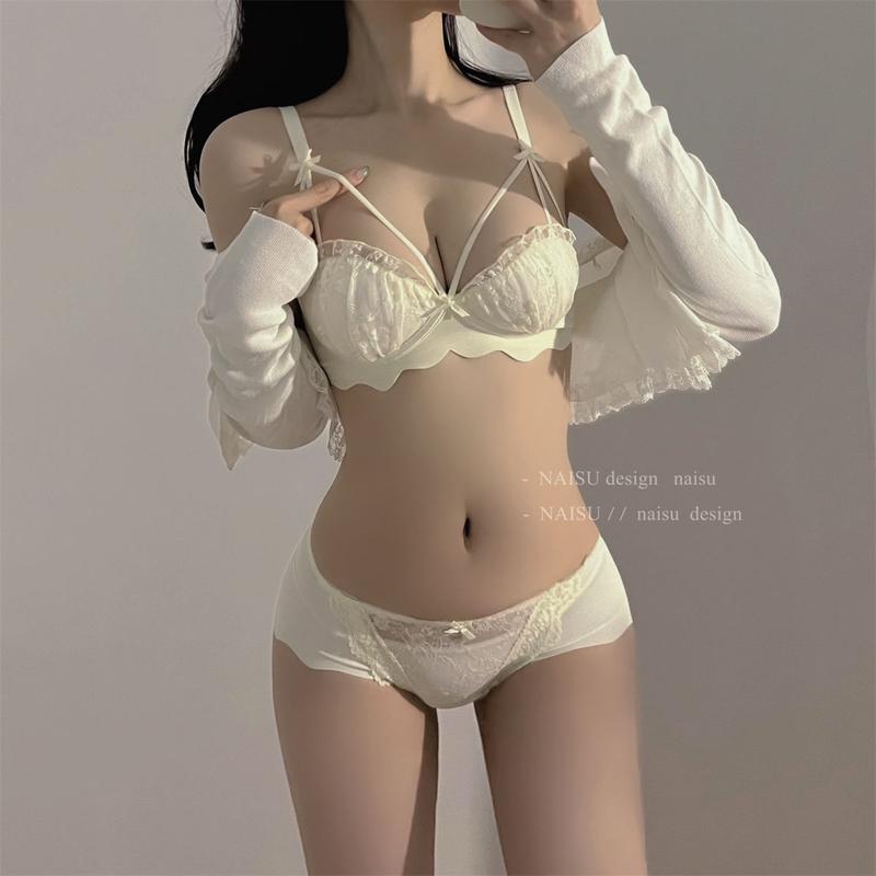 Product Introduction of Japanese Cute Style Refined and Simple Underwear Women's Small Chest Push up Extra Thick Lace Bra No Steel Ring Girl's Chest Support Bra 15