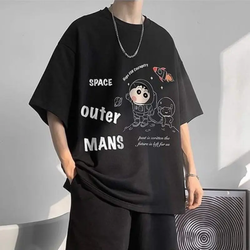 phong cách năng động ÁThun Nam Nữ Form Rộng Tay Lỡ Unisex ÁPhông Cổ Tròn Basic Overisze SHIN SPACE mới nhất 2023 Menswear Cotton Á Áo 3