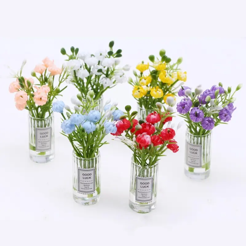 Product Introduction of Mini Simulation Daisy Flower in Vase, 1 Count Mini Flower Vase, Miniature Home Decor, Pocket Dollhouse Accessories, Fruit 0