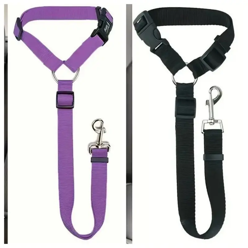 Durable Nylon Construction with Patterned Design - Comfortable，Ultimate Pet Safety Harness - Adjustable, Easy-to-Use Seat Belt Lead Leash for Secure Car Travel
