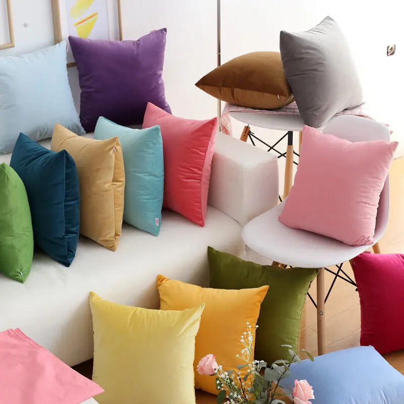 Vỏ Gối, Phong Cách Tối Giản Hiện Đại Bắc Âu, Chất Liệu Nhung, Hai Mặt, Màu Trơn Thích Hợp Cho Đầu Giường Và Sofa, Không Bao Gồm Vỏ Gối, 45 * 45CM