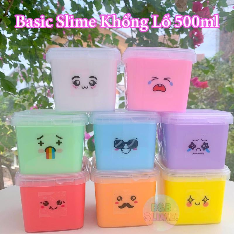 Slime Basic Khổng Lồ 500ml Kèm Hình Dán Biểu Cảm - Đồ Chơi Chất Nhờn Ma quái Sỉ và Lẻ Toy