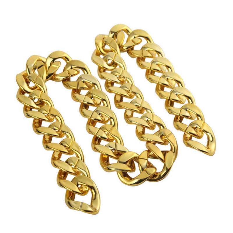 Vòng Cổ Dây Chuyền Chunky Lớn, Chất Liệu Nhựa, Phong Cách Thập Niên 90, Vòng Cổ Trang Phục Vàng Hip Hop, Đạo Cụ Chụp Ảnh, Trang Sức Phụ Kiện Rapper Hip Hop 7