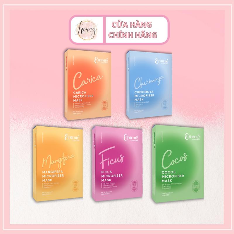  Hộp 10 miếng mặt nạ MICROFIBER Emmie by Happyskin cấp ẩm làm dịu da 28g 